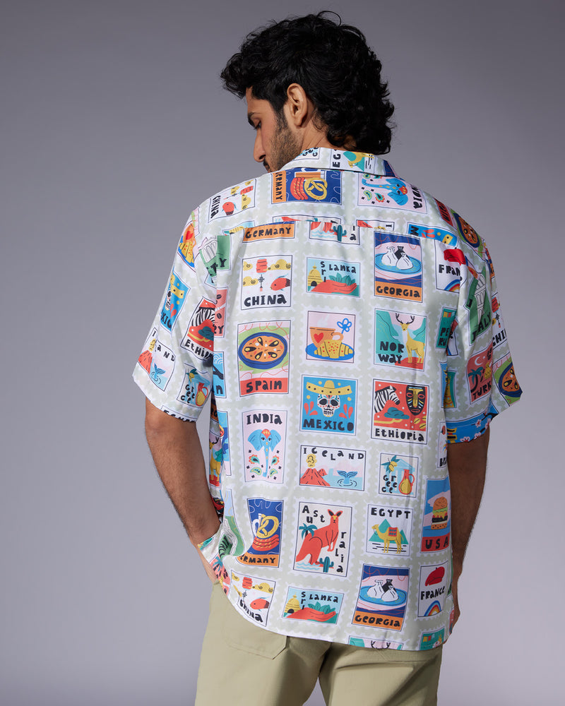 Multicoloured Stamp Printed Shirt