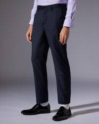 Nirvana Striped Blended Wool Dress Pants - Navy