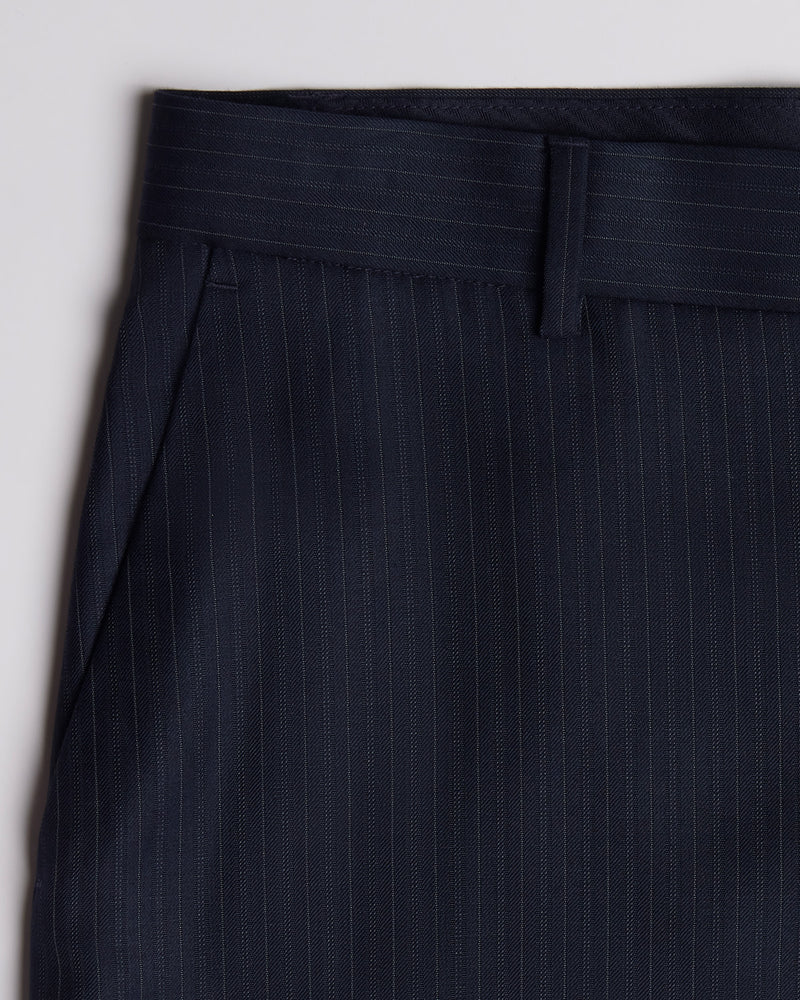 Nirvana Striped Blended Wool Dress Pants - Navy