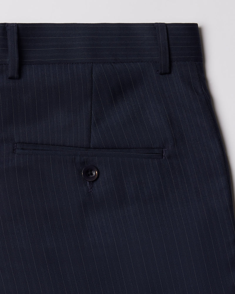 Nirvana Striped Blended Wool Dress Pants - Navy