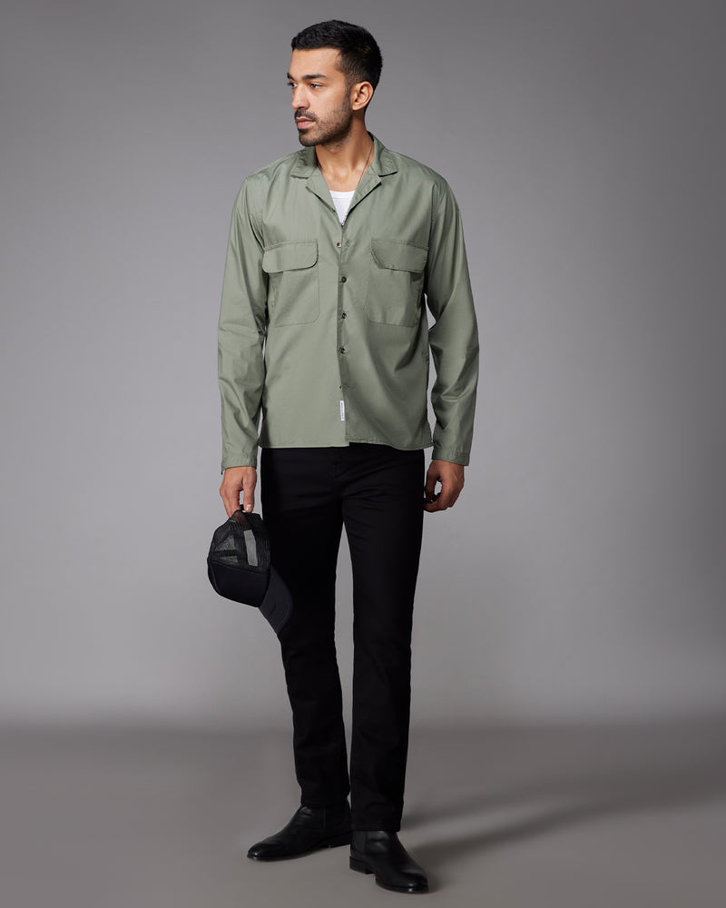 Olive Poplin Shirt