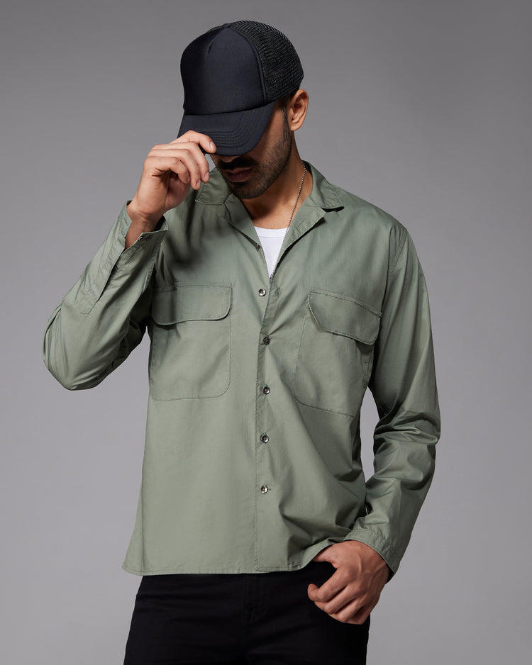 Olive Poplin Shirt