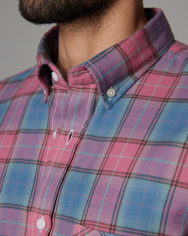 Pink & Blue Brushed Checked Shirt