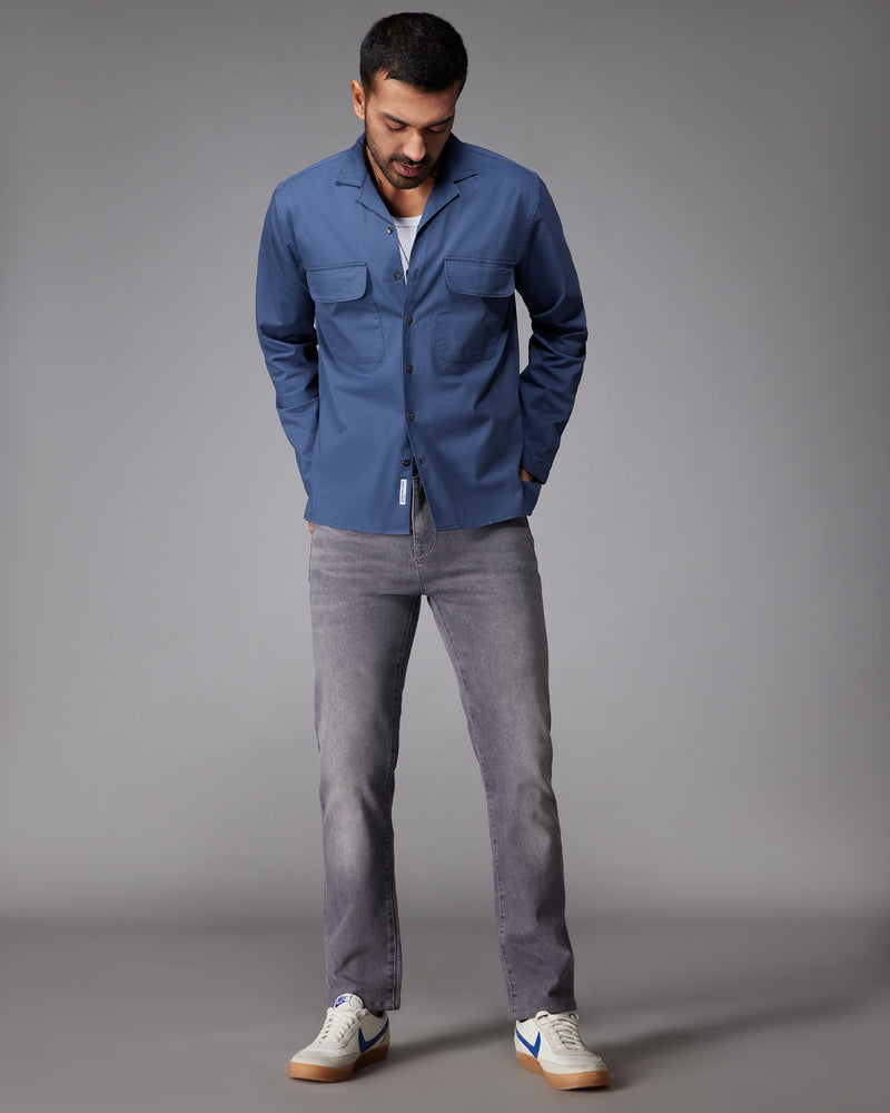 Steel Blue Stretch Twill Shirt