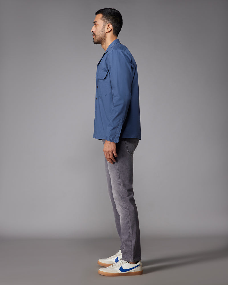 Steel Blue Stretch Twill Shirt