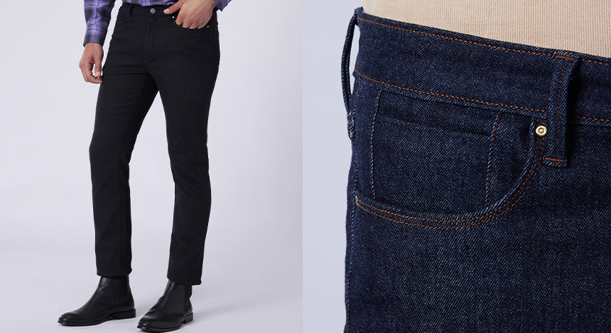 Buy L.M. Denim Company Men's Slim Fit Fabric Casual Wear Denim Jeans Dark  Blue White Catch Size 28-36 at Amazon.in