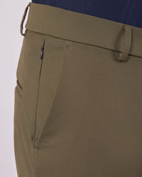 Tailored 4-Way Stretch Nylon Smart Pants - Olive