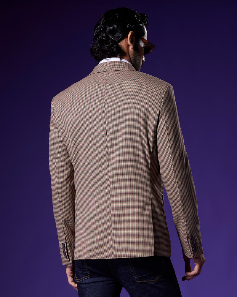 The Tuscany Houndstooth Blazer - Beige