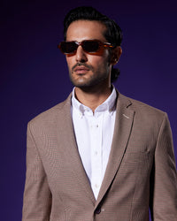 The Tuscany Houndstooth Blazer - Beige