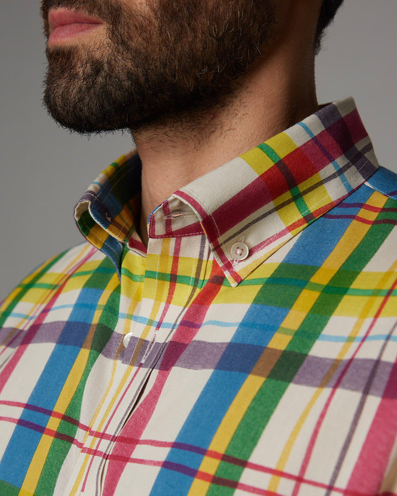 Japanese White Multicoloured Checked Shirt