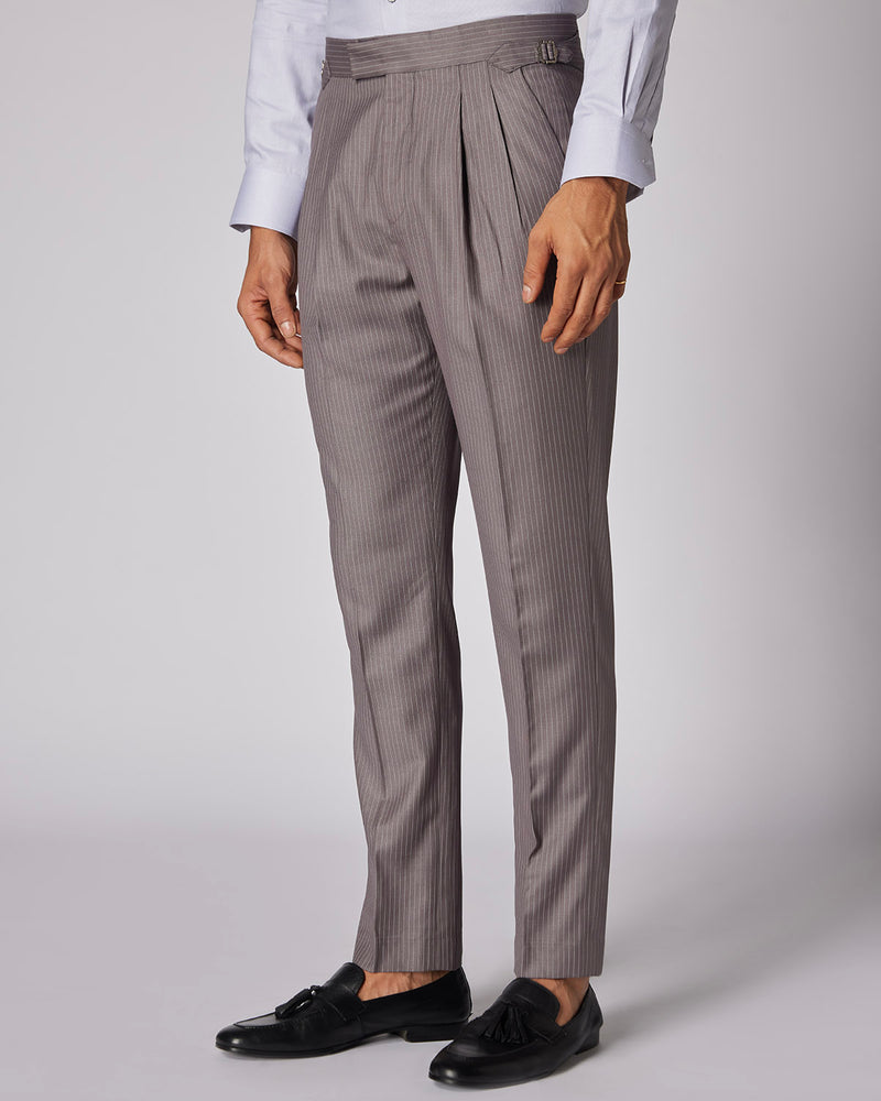 Concord Striped Neapolitan Dress Pants - Grey