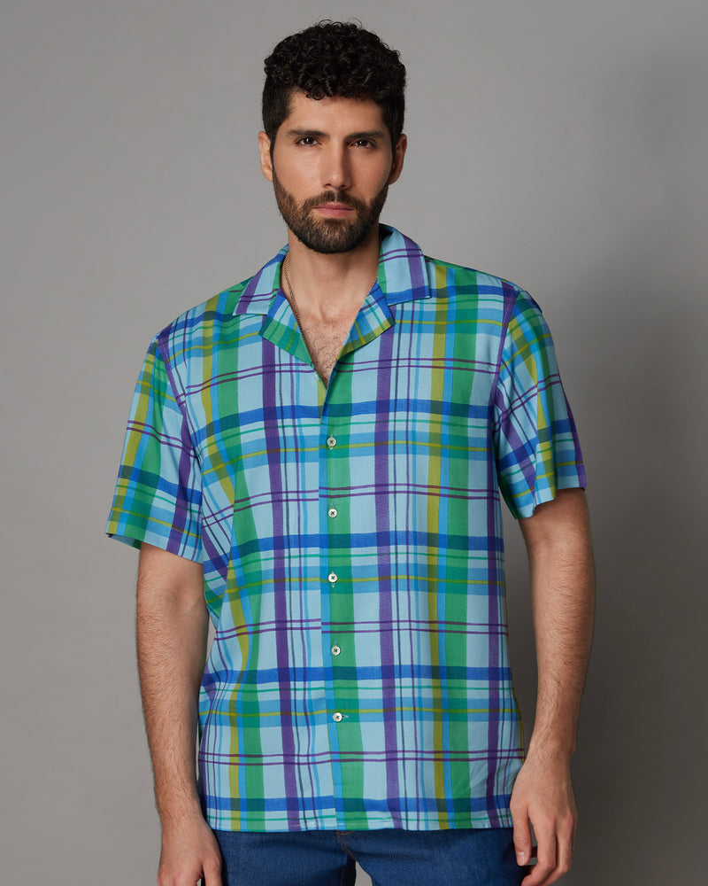 Japanese Blue Multicoloured Checked Shirt