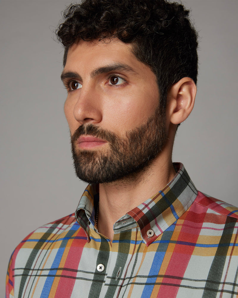 Japanese Grey Multicoloured Checked Shirt