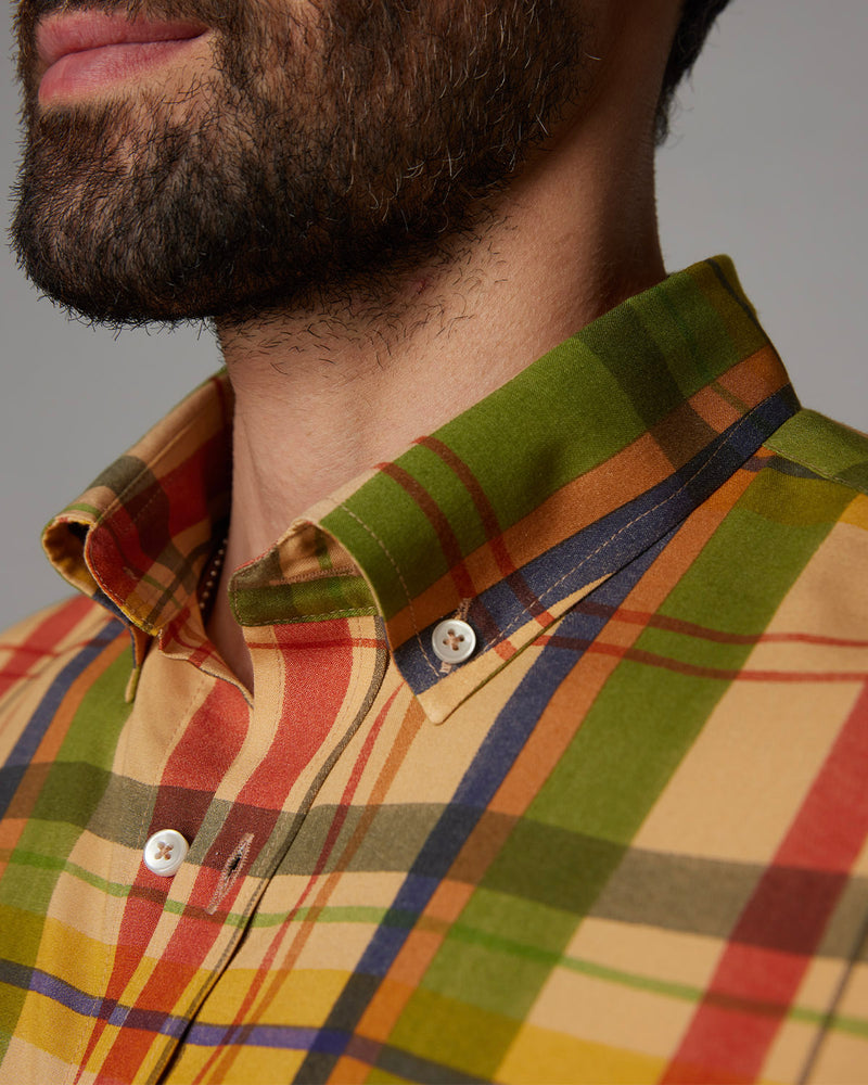 Japanese Beige Multicoloured Checked Shirt