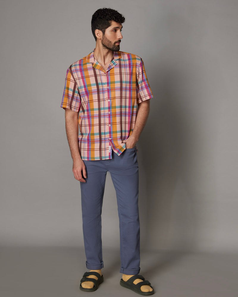 Japanese Pink Multicoloured Checked Shirt