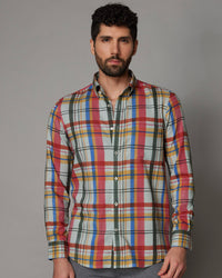 Japanese Grey Multicoloured Checked Shirt