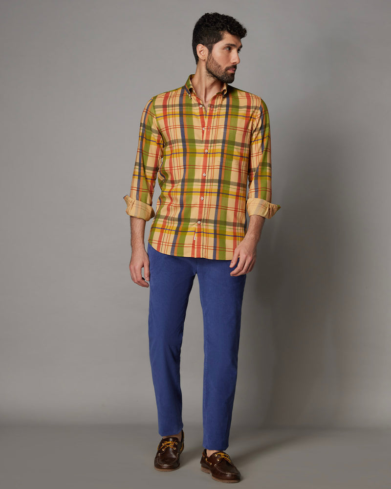 Japanese Beige Multicoloured Checked Shirt