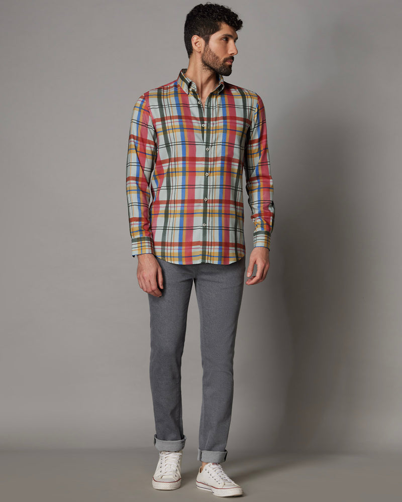 Japanese Grey Multicoloured Checked Shirt