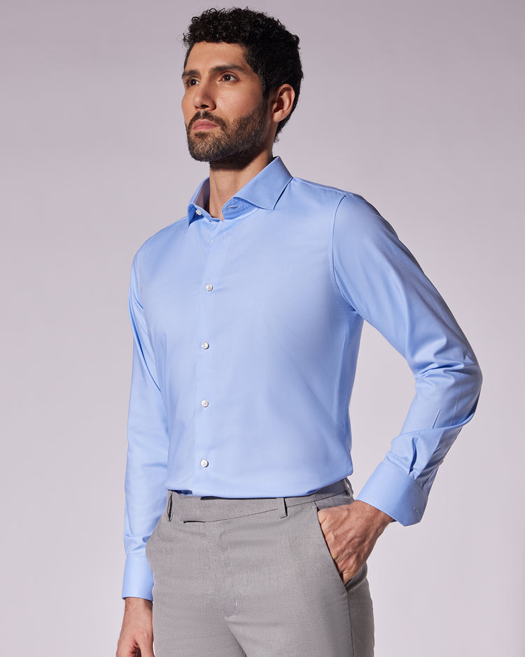 Blue Wrinkle-Free Stretch Twill Shirt