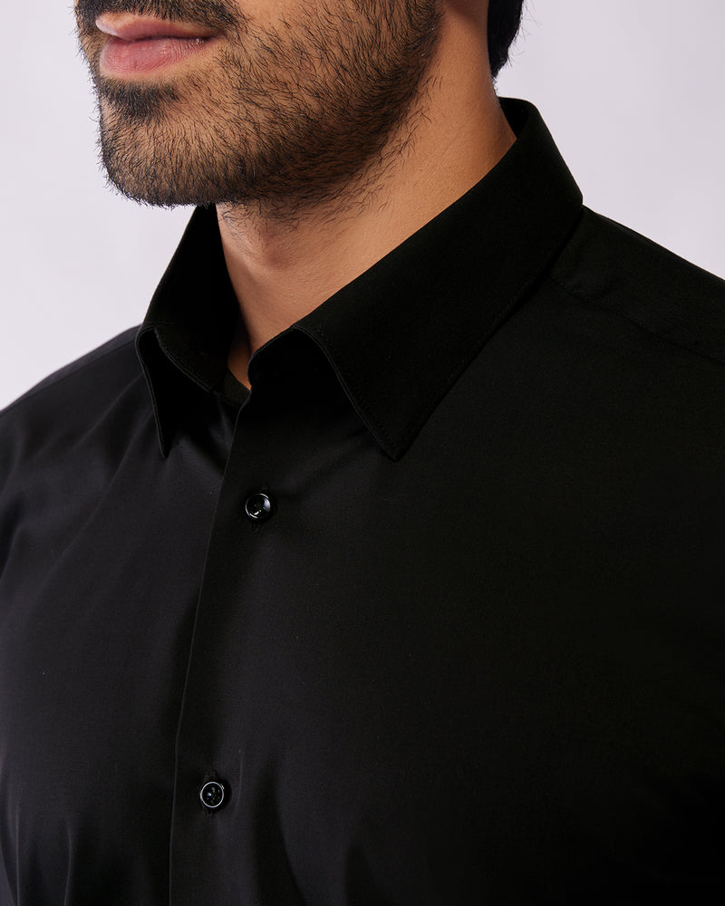 Black Wrinkle Free Stretch Shirt