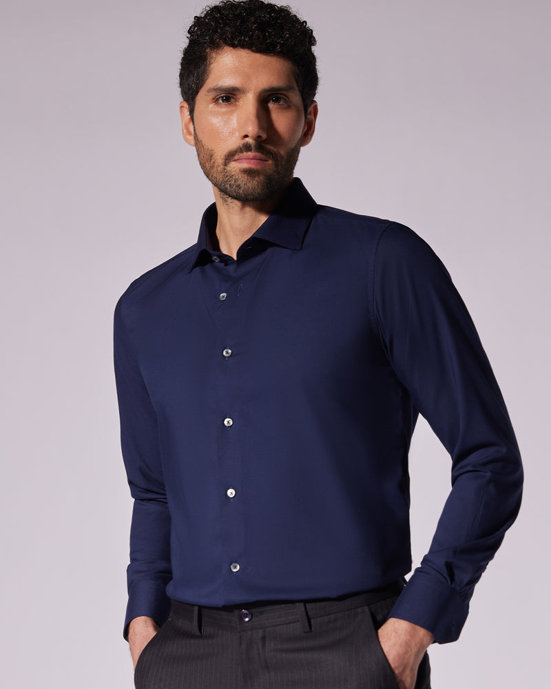 Navy Wrinkle Free Stretch Shirt