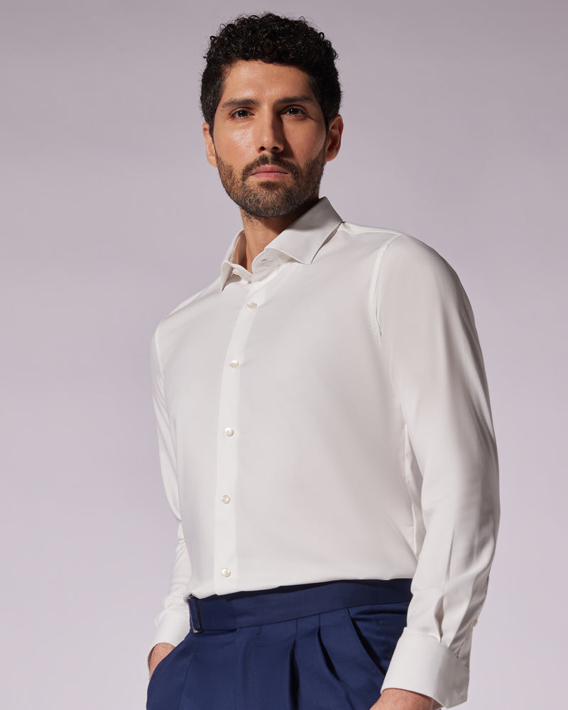 White Wrinkle-Free Stretch Twill Shirt