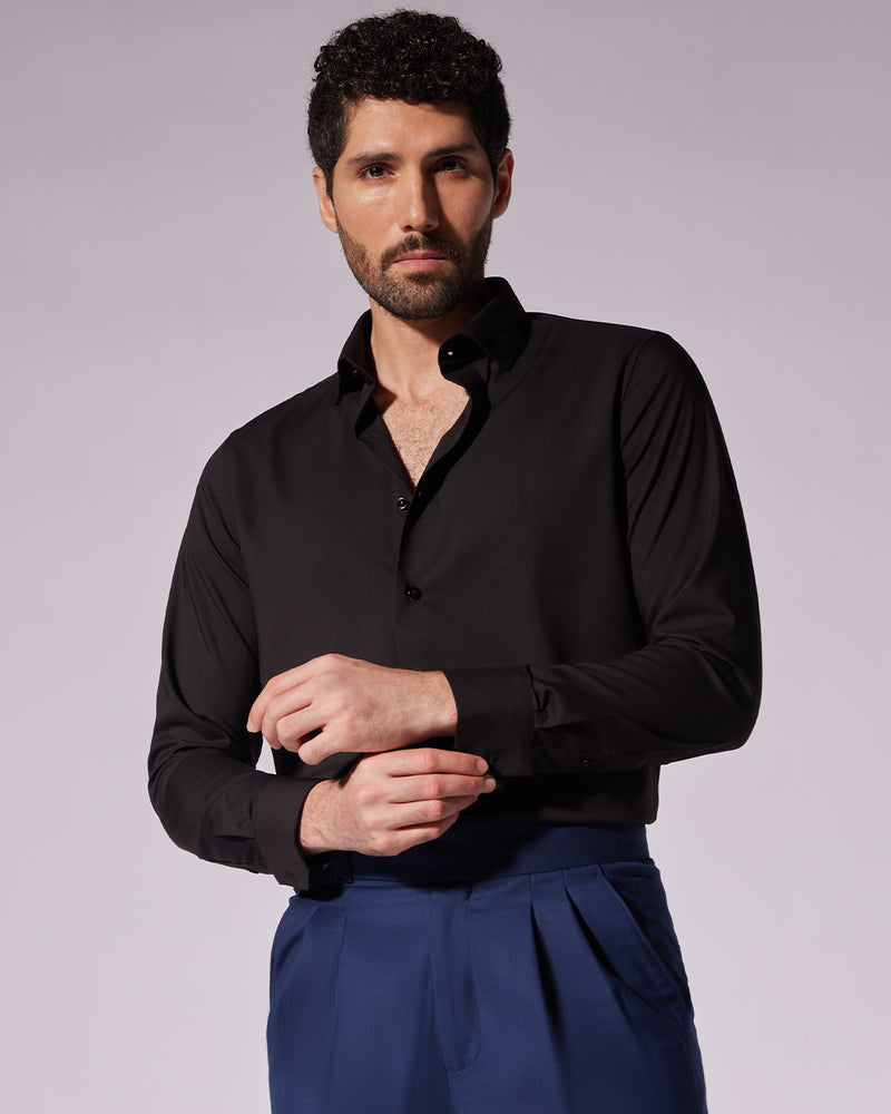 Black Wrinkle-Free Stretch Twill Shirt