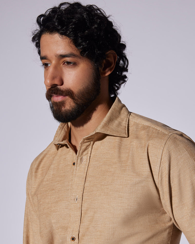 Cotton Corduroy Shirt - Khaki Melange