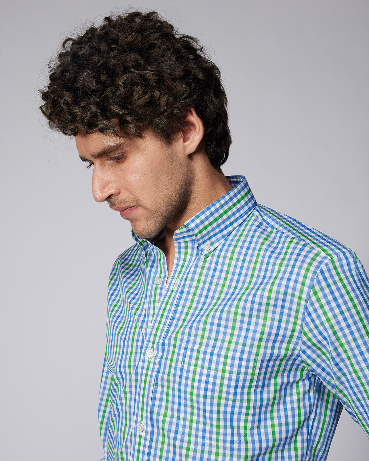 Gingham Checked Shirt - Green & Blue