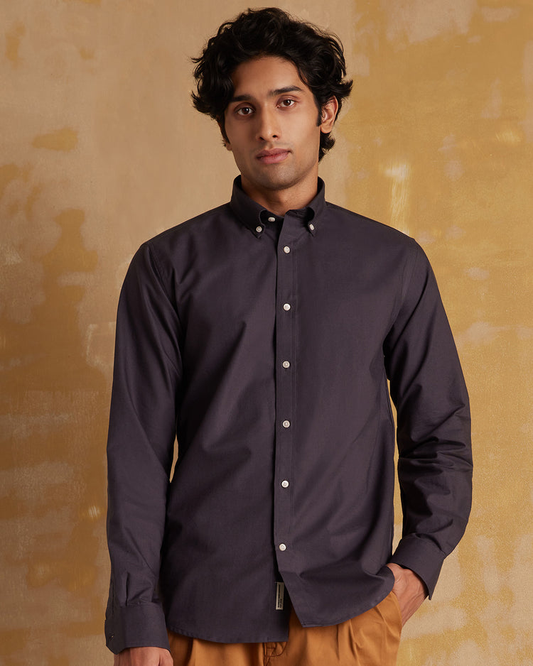 Washed Oxford Shirt - Charcoal