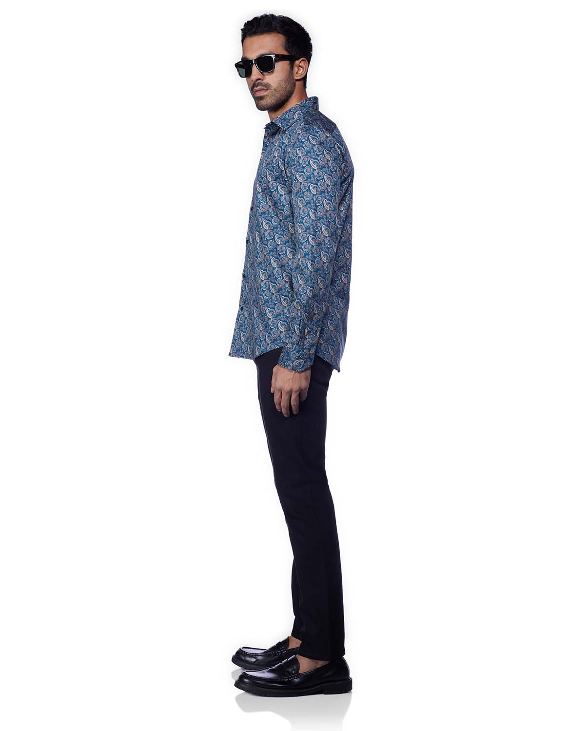 Paisley Printed Shirt - Navy