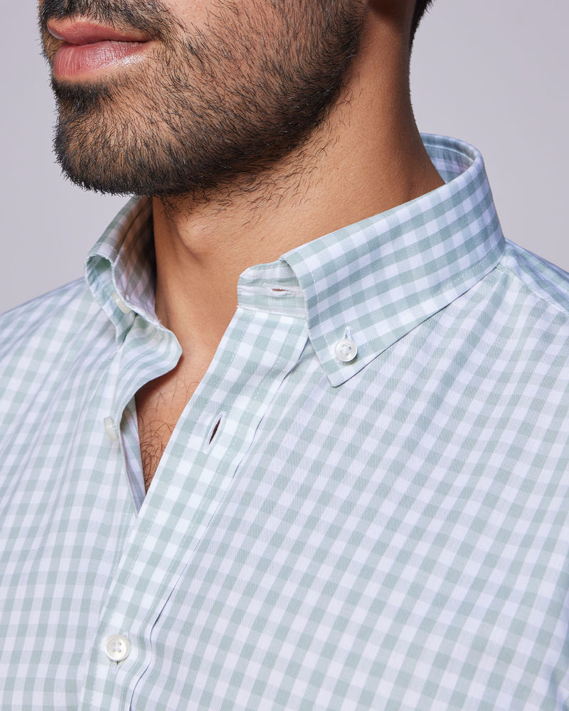 Gingham Checked Shirt - Green