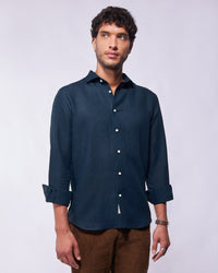 Soft Washed Linen Shirt - Dark Navy