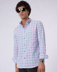 Seersucker Checked Shirt - Lavender