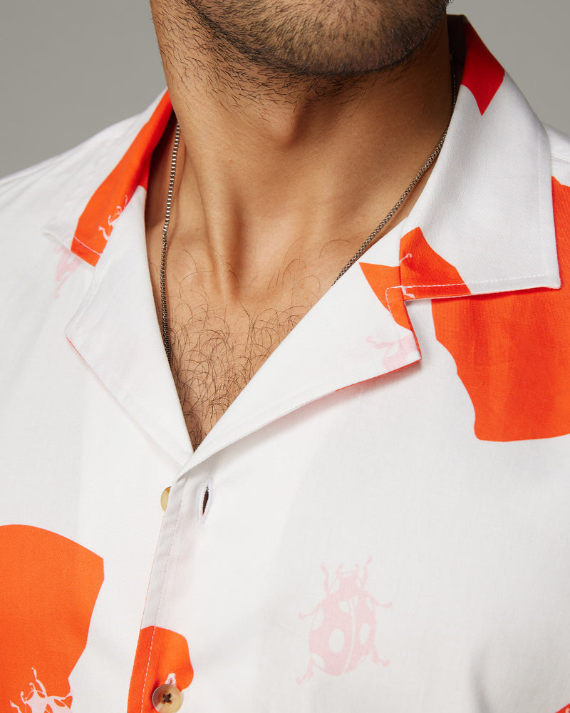 Abstract Printed Shirt - Orange & White