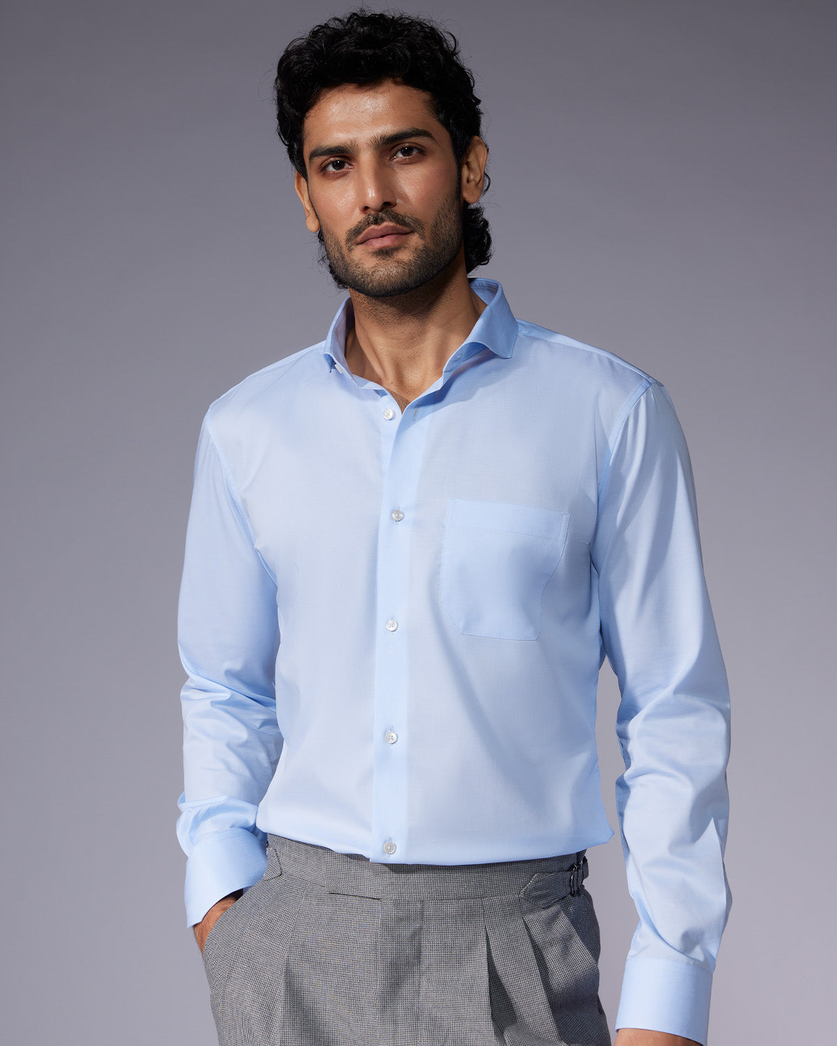 Stretch Twill Shirt - Light Blue