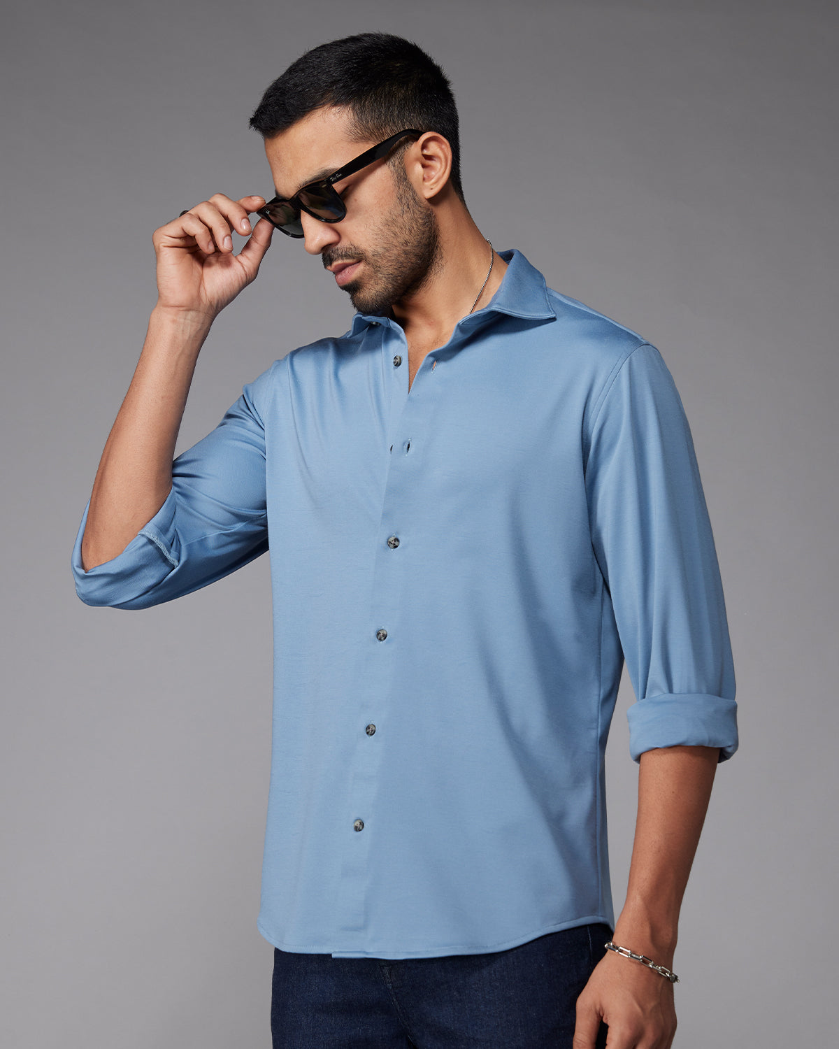 Stretch Knit Shirt - Blue