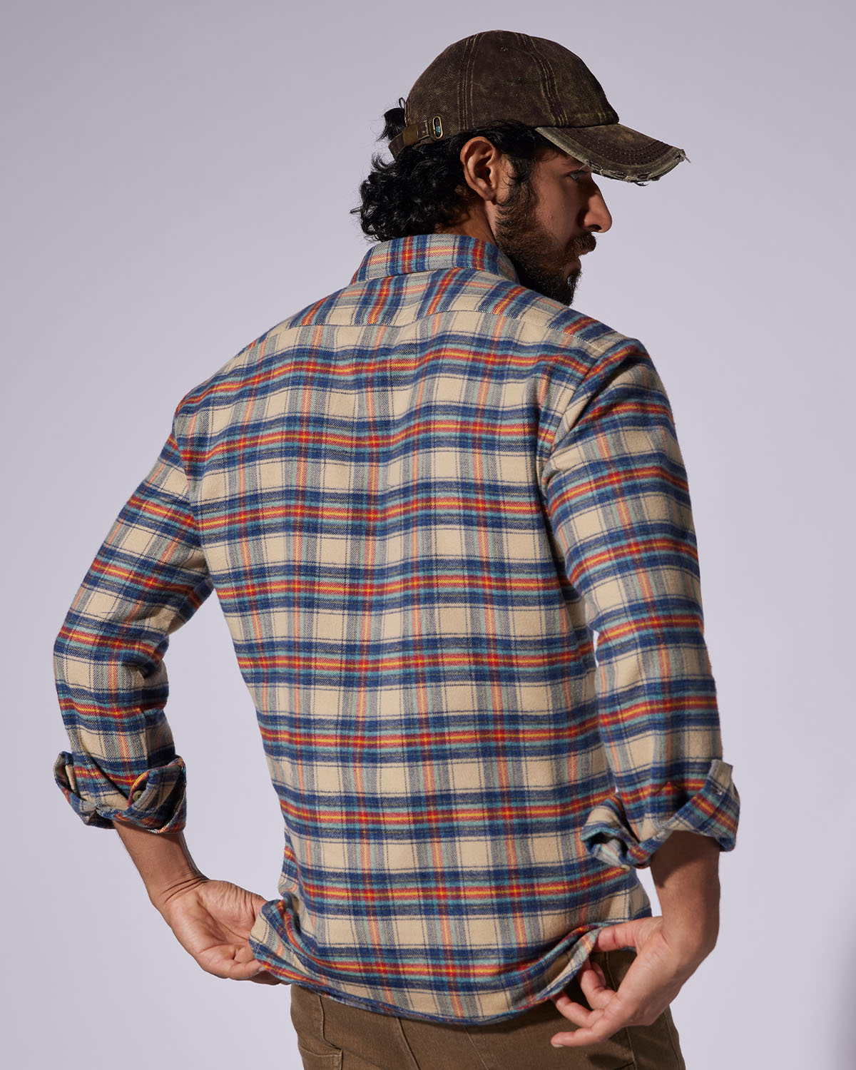 Japanese Flannel Checked Shirt - Beige