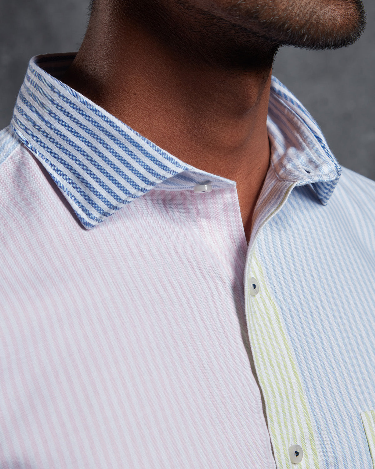 Colourblocked Oxford Striped Shirt - Multicoloured