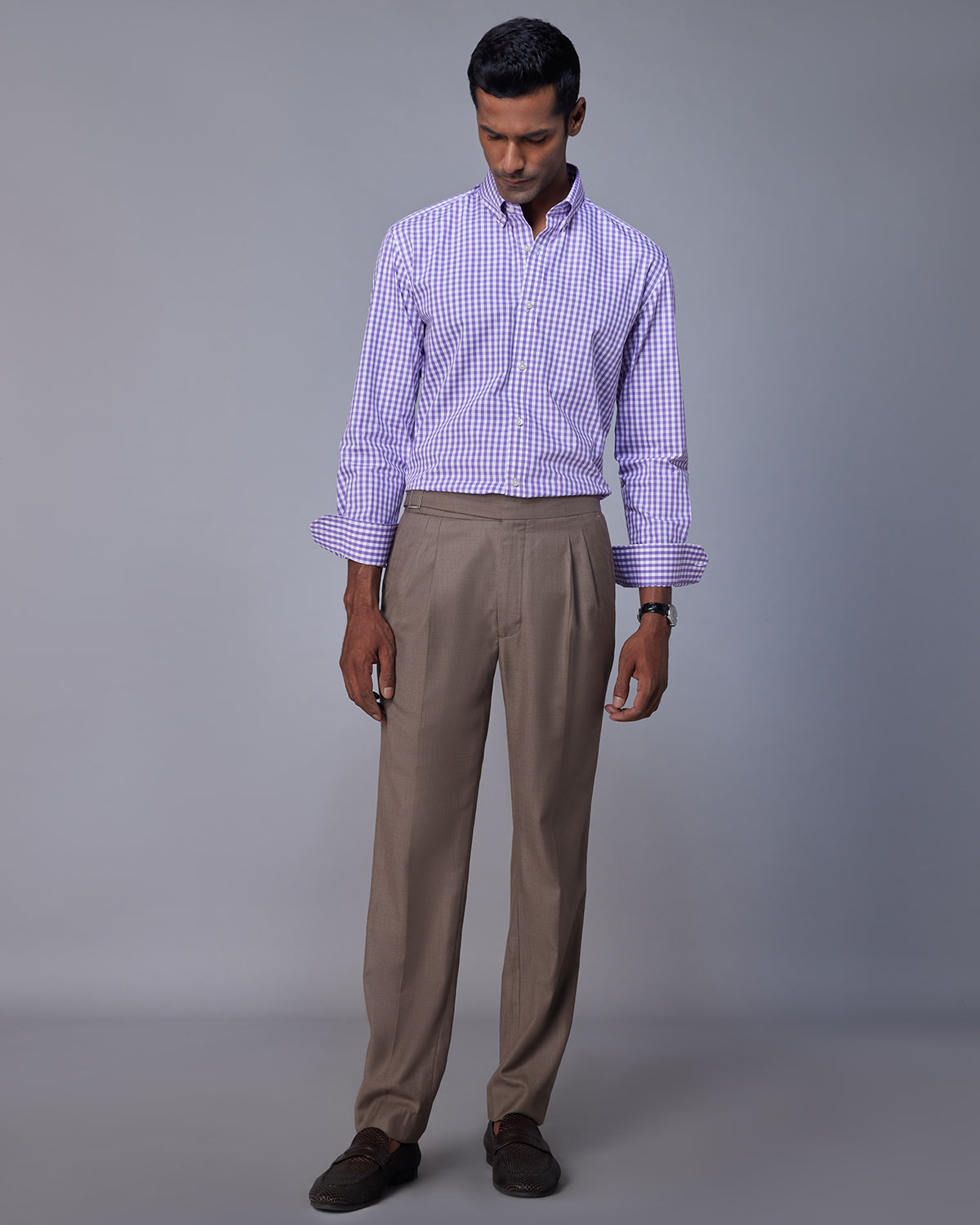 Gingham Checked Shirt - Purple