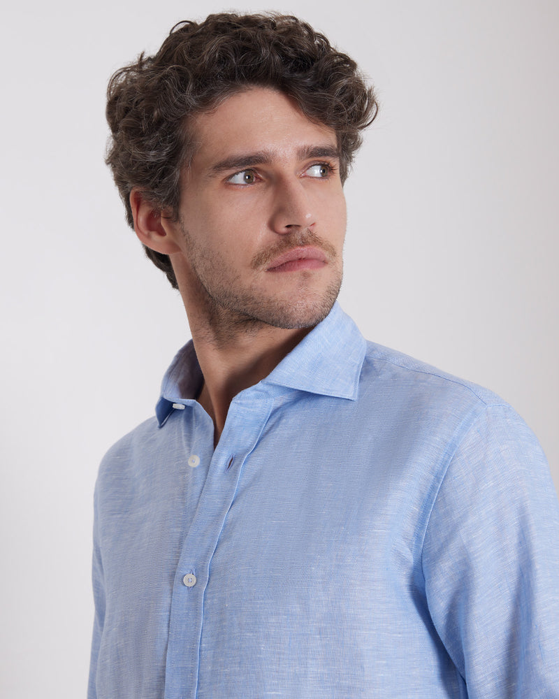 100% Linen Shirt - Light Blue