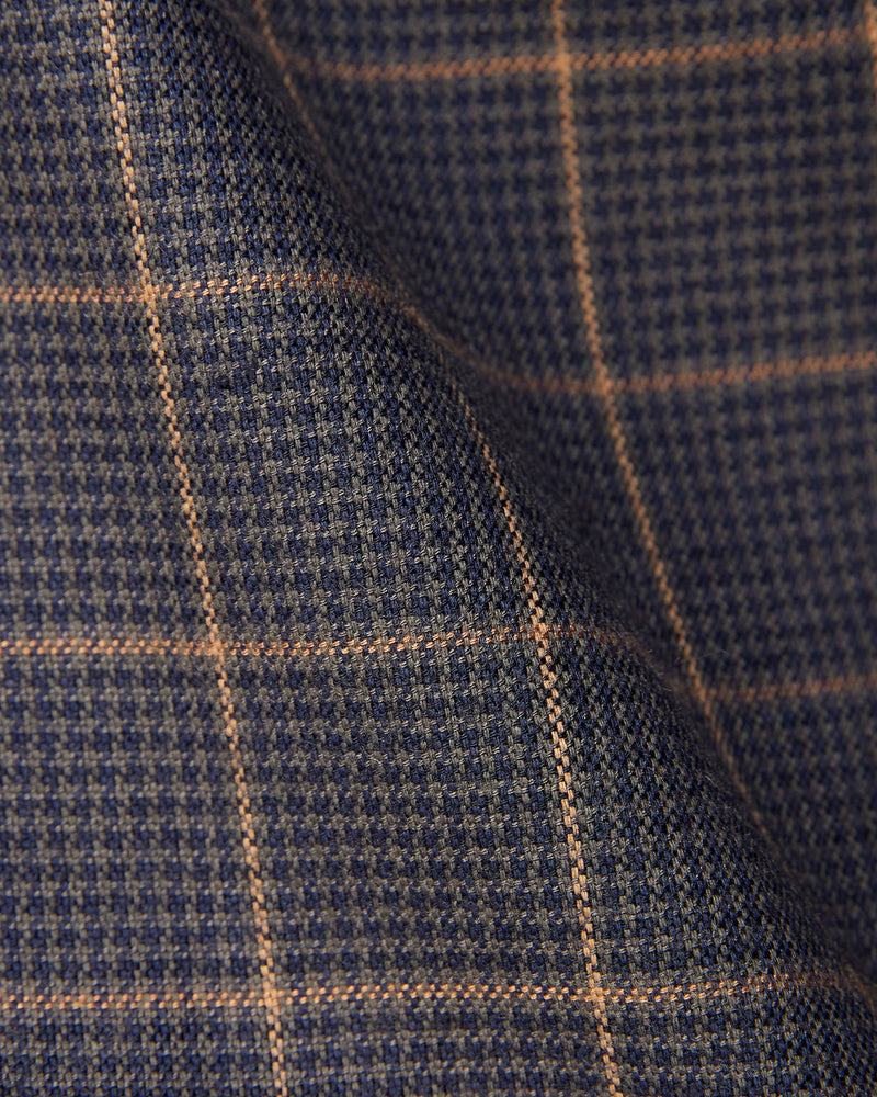 Navy Houndstooth Checked Shirt