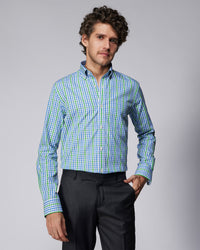 Gingham Checked Shirt - Green & Blue