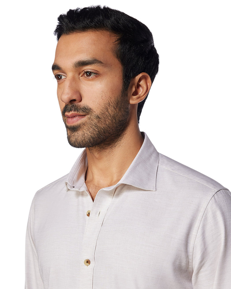 Brushed Twill Shirt - Beige