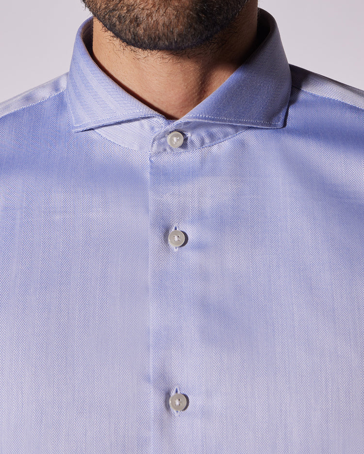 Luthai Wrinkle-Free Broad Herringbone Shirt - Blue