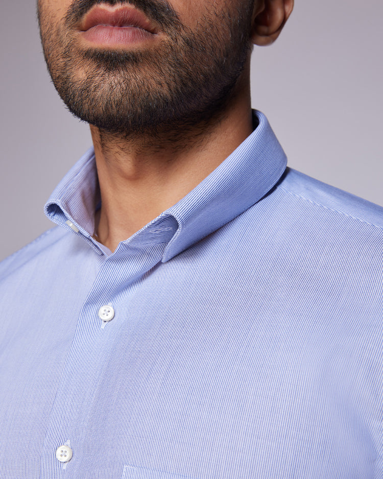 Dark Blue Pinstriped Shirt