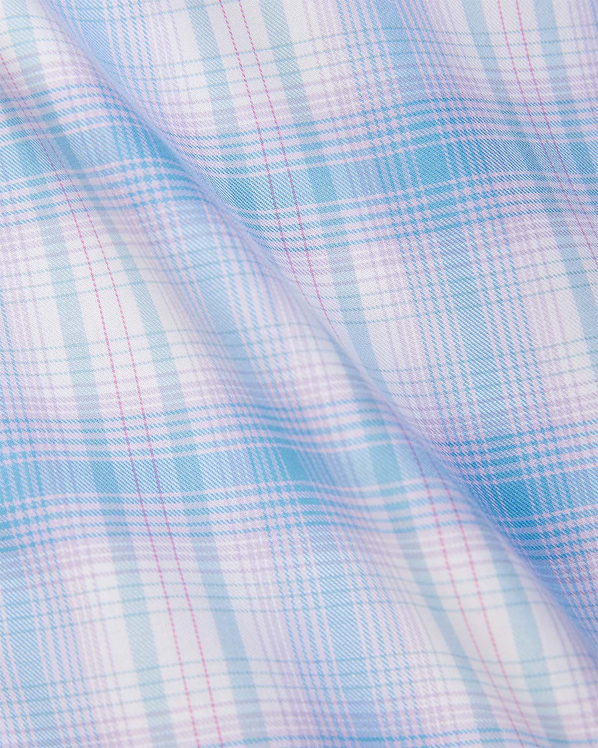 Twill Checked Shirt - Light Blue & Pink