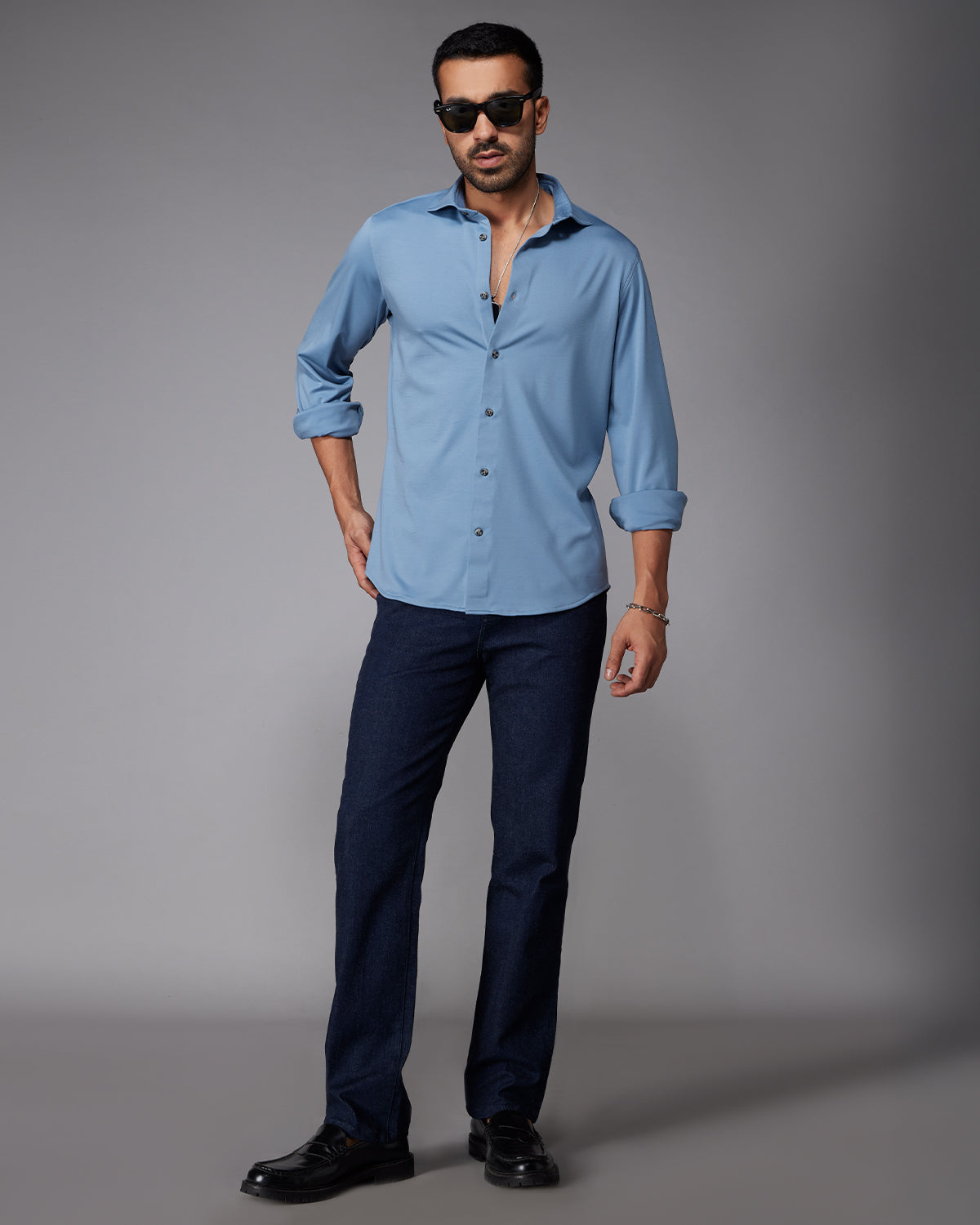 Stretch Knit Shirt - Blue