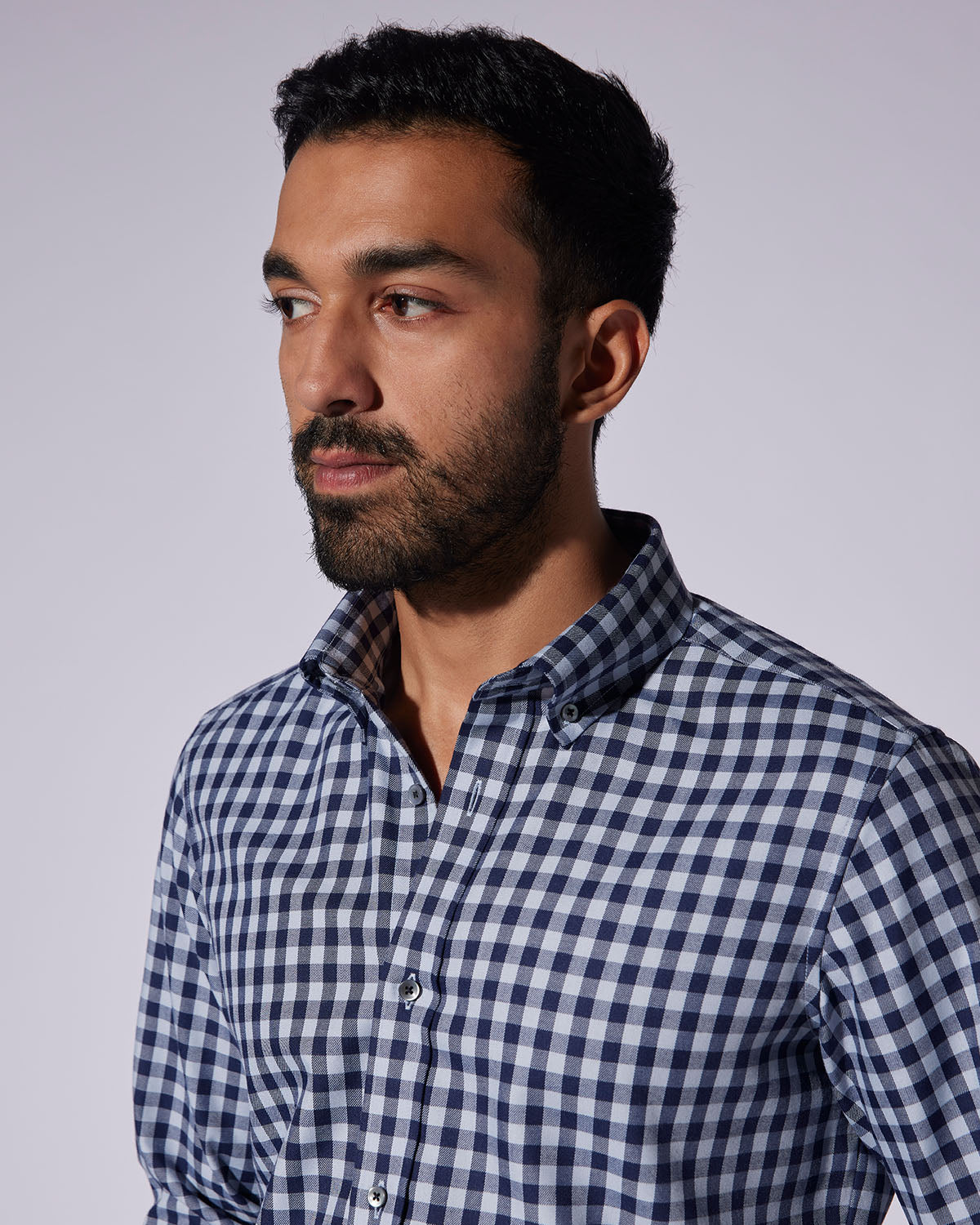 Japanese Twill Checked Shirt - Grey & Navy