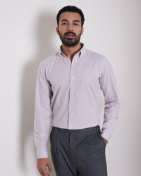 Glen Plaid Dobby Checked Shirt - Pink